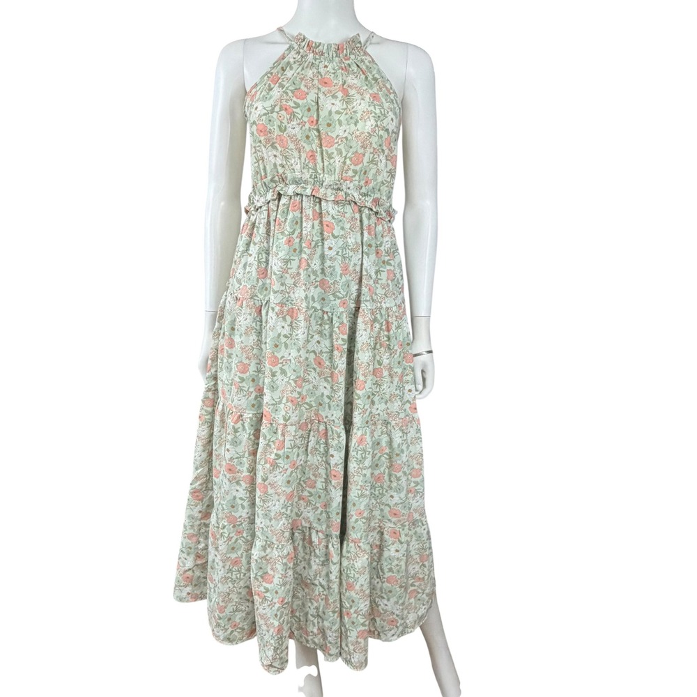 By The River Anthropologie Boho Cottagecore Maxi Dress Prairie Floral Tiered S